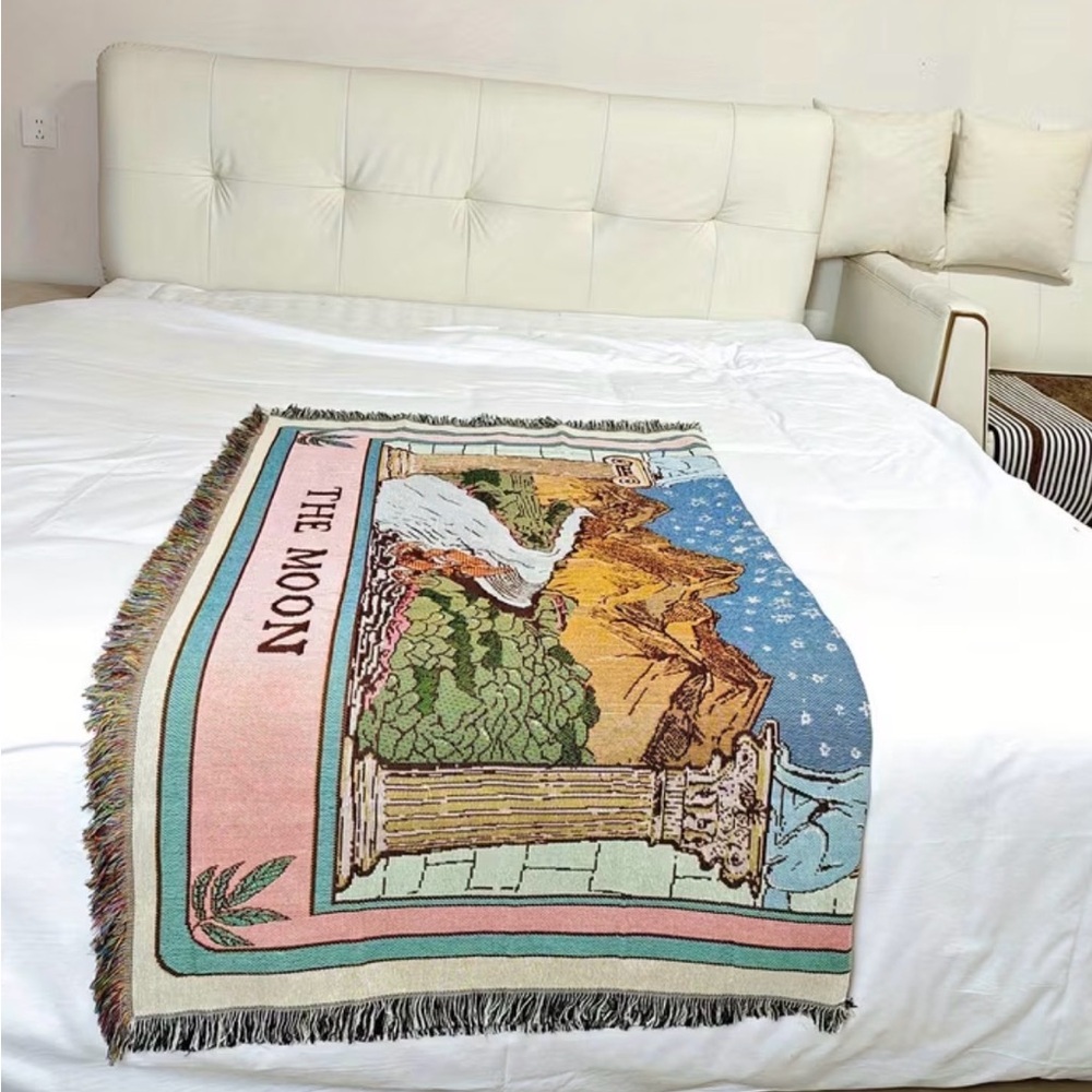 Whimsigoth The Moon Tarot Woven Throw ✧ Pastel Celestial Blanket 63” x 51” NWT - Picture 4 of 7